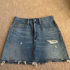 Levi's Blue Distressed Mini Skirt